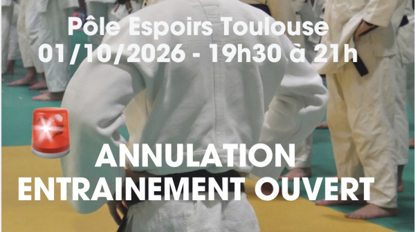 Annulation entrainement ouvert du Pôle Espoirs de Toulouse
